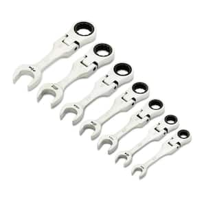90-Tooth 12 Point SAE Stubby Flex Ratcheting Combination Wrench Set (7-Piece)