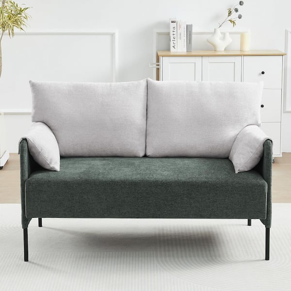 JEAREY 51.9 in. Green Chenille Upholstered 2-Seater Loveseat with a 2-tone Design