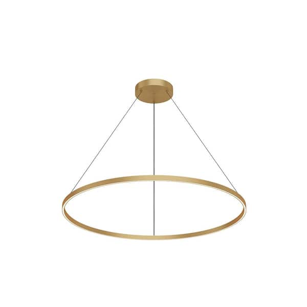 KUZCO Cerchio 48 in. 1 Light 125-Watt Brushed Gold Integrated LED Pendant Light