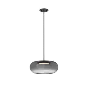 Trinity 14 in. 1 Light 21-Watt Black/Smoked Integrated LED Pendant Light