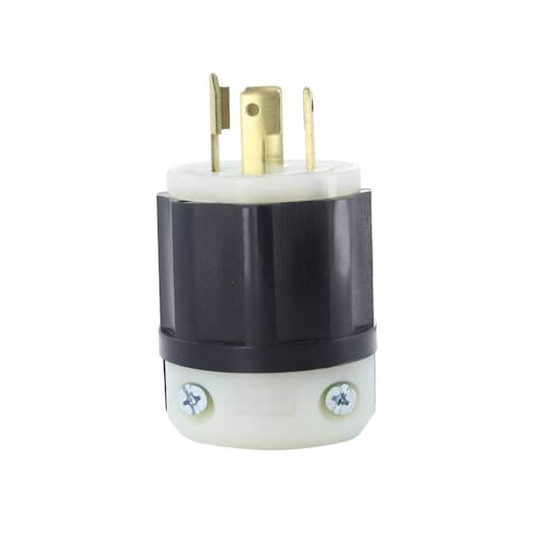 Leviton 30 Amp 120/208-Volt Industrial Grade 3-Phase Locking Grounding Plug, Black/White