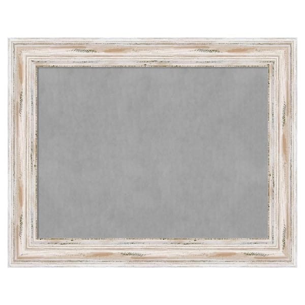 Amanti Art Alexandria White Wash 29 in. x 23 in. Framed Magnetic Board