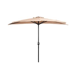 Fiji 9 ft. Outdoor Patio Half-Round Market Umbrella with Crank Lift in Beige