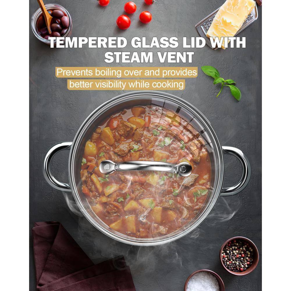 12-Quart Stainless Steel Stockpot with Glass Lid