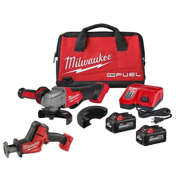 Milwaukee M18 FUEL 18V Lithium-Ion Brushless Cordless 4-1/2 in./5 in. Grinder with HACKZALL Reciprocating Saw