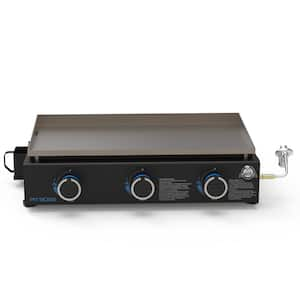 3-Burner Tabletop Griddle in Black with Cover