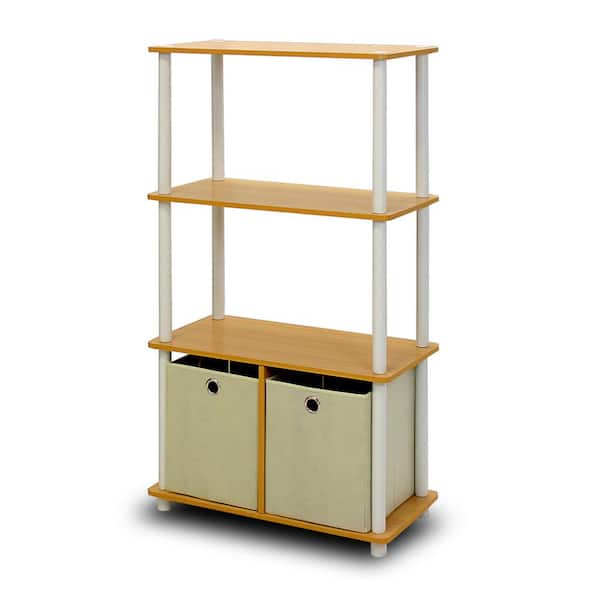 Furinno 43.25 in. Beech Plastic 4-shelf Etagere Bookcase with Open Back