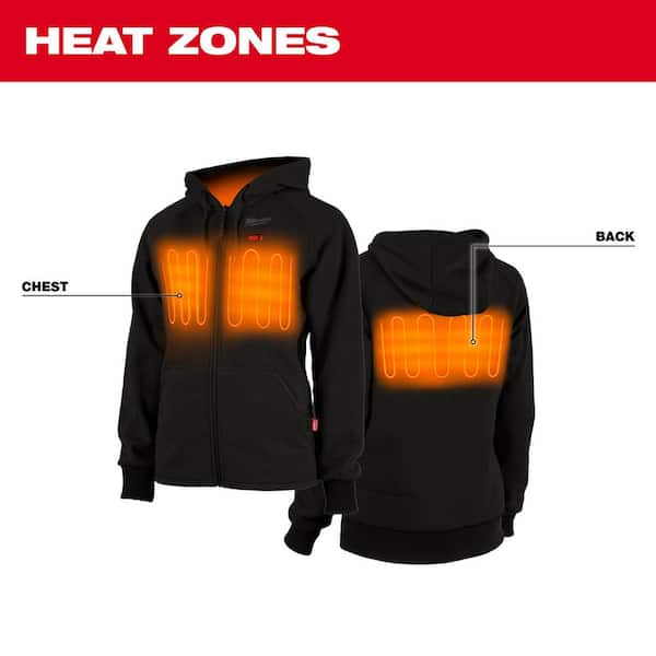 Women's Medium M12 12-Volt Lithium-Ion Cordless Black Heated Jacket Hoodie Kit with (1) 2.0 Ah Battery and Charger