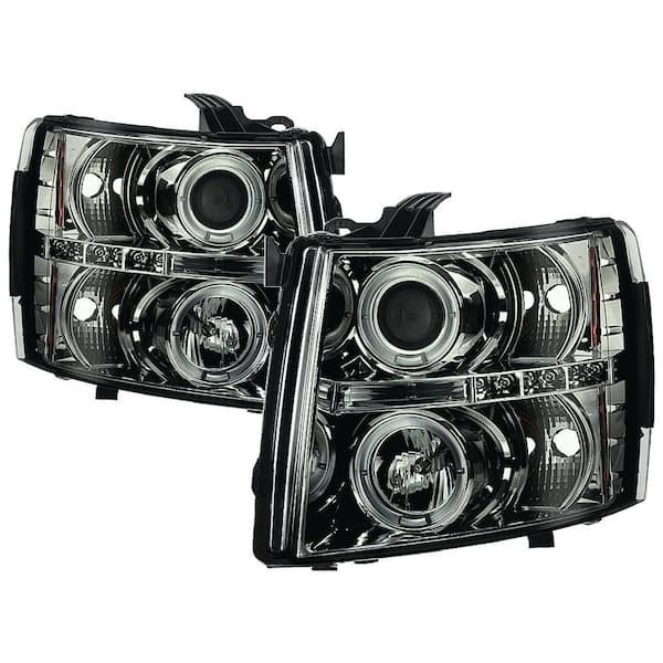 Chevy Silverado 1500 07-13 2500HD/3500HD 07-14 Projector Headlights - LED Halo - LED ( Replaceable LEDs ) - Smoke