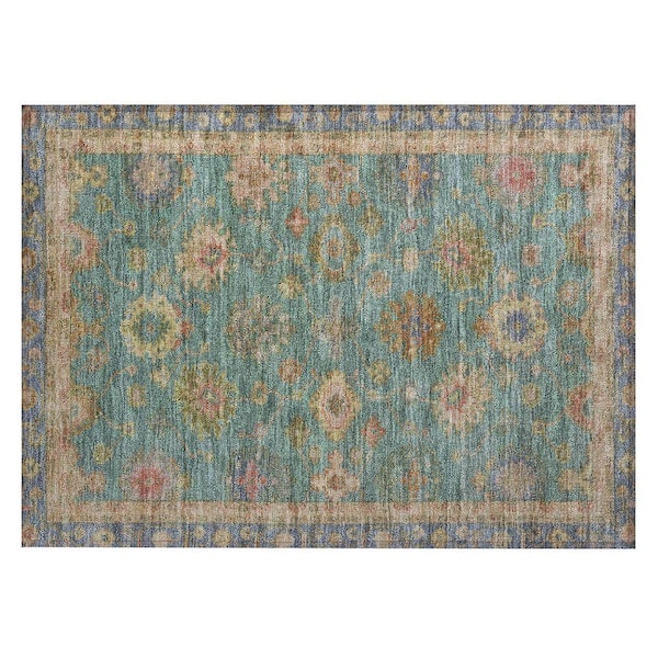 Chantille Machine Washable Indoor/Outdoor Abstract ACN2045 Teal 1 ft. 8 in. x 2 ft. 6 in. Accent Rug