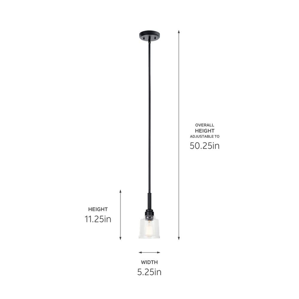 Aivian 5" Black and Clear Glass Mini Pendant Light