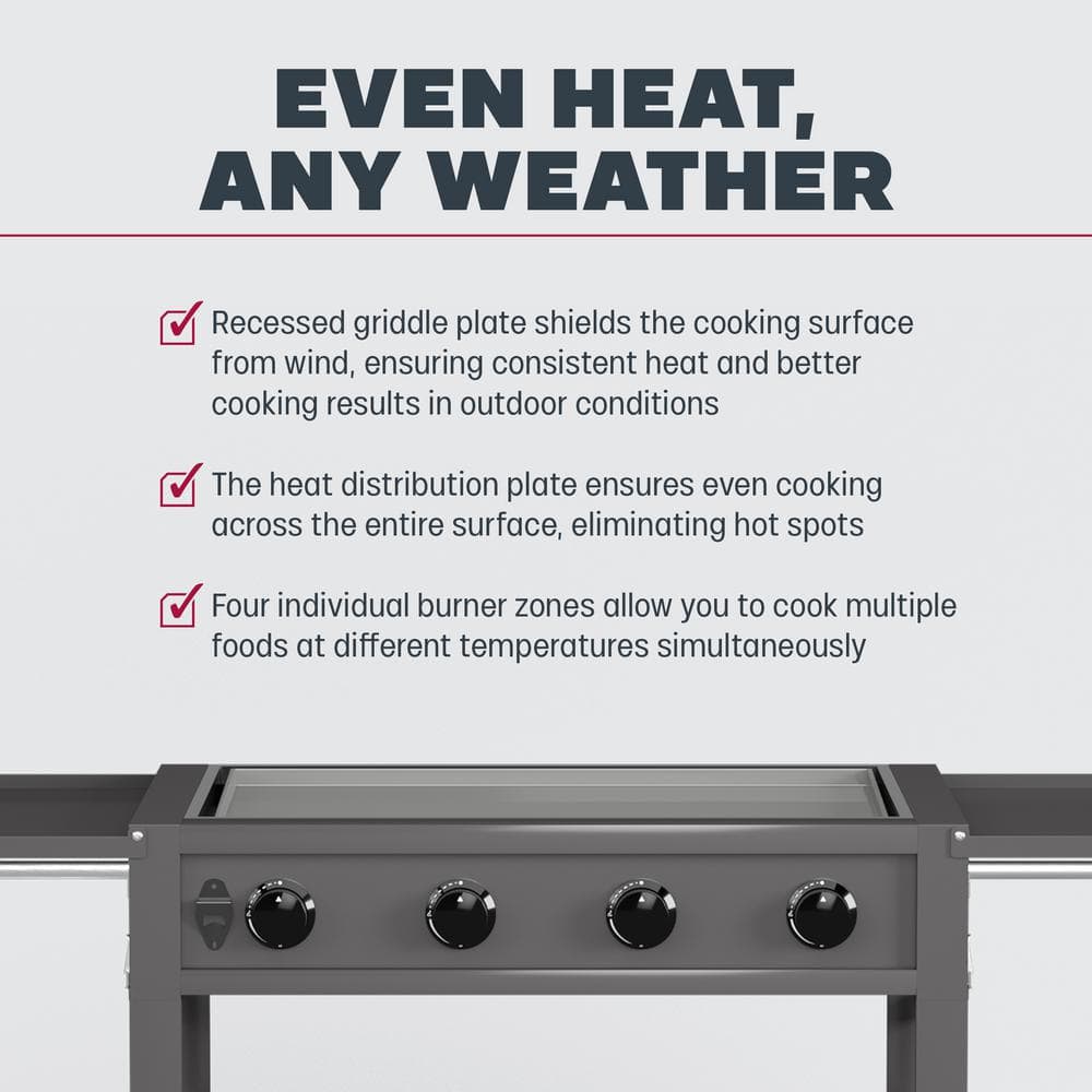 TYTUS Fresno 4-Burner Stainless Steel Propane Hibachi Griddle