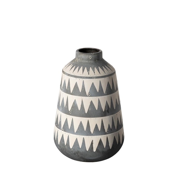 Mercana Delaney Large Cream/Gray Patterned Ceramic Vase