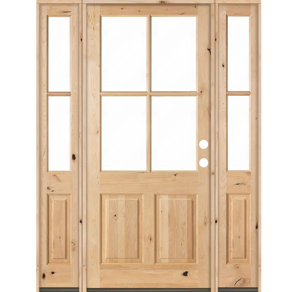 70 in. x 96 in. Knotty Alder Left-Hand/Inswing 4-Lite Clear Glass Unfinished Wood Prehung Front Door/Double Sidelite price history on PriceWatchPro