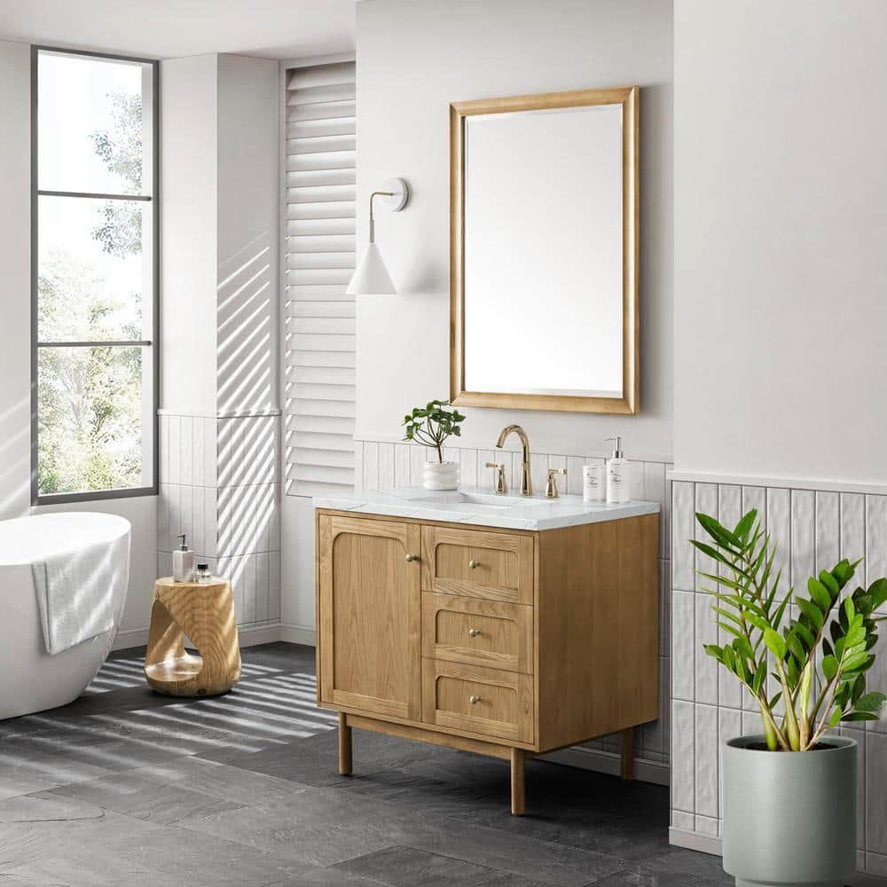 Laurent 36" Light Oak Single Vanity with Quartz Top