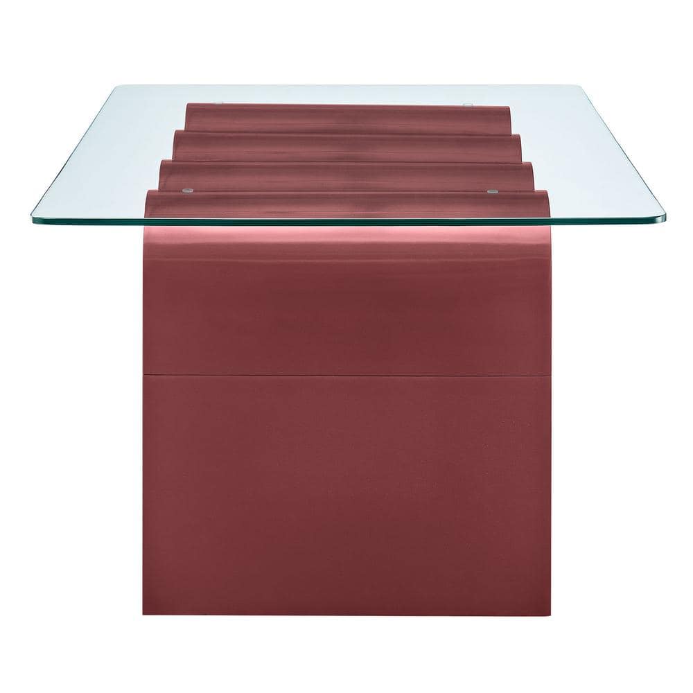 Ondine Spiced Apple Wood and Glass Retro Coffee Table