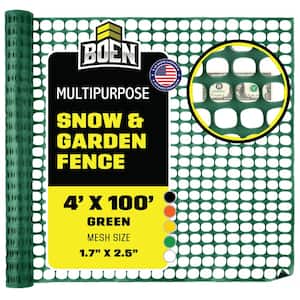 4 ft. H x 100 ft. W Green Plastic Safety Garden Netting Above Ground Barrier Snow Fence Temporary Fencing (Pack of 2)
