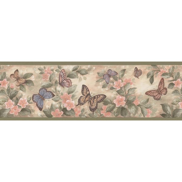 Brewster Butterflies Green Wallpaper Border