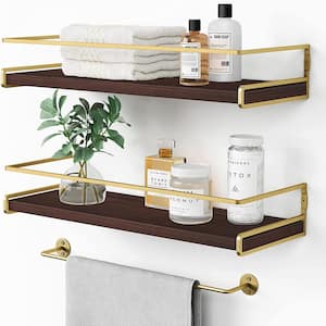 15.7 in. W x 6 in. D Brown Wood Composite Decorative Wall Shelf, Set of 2