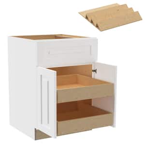 Grayson Pacific White Painted Plywood Shaker Assembled Base Kitchen Cabinet 2ROT Spice24 W in. 24 D in. 34.5 in. H