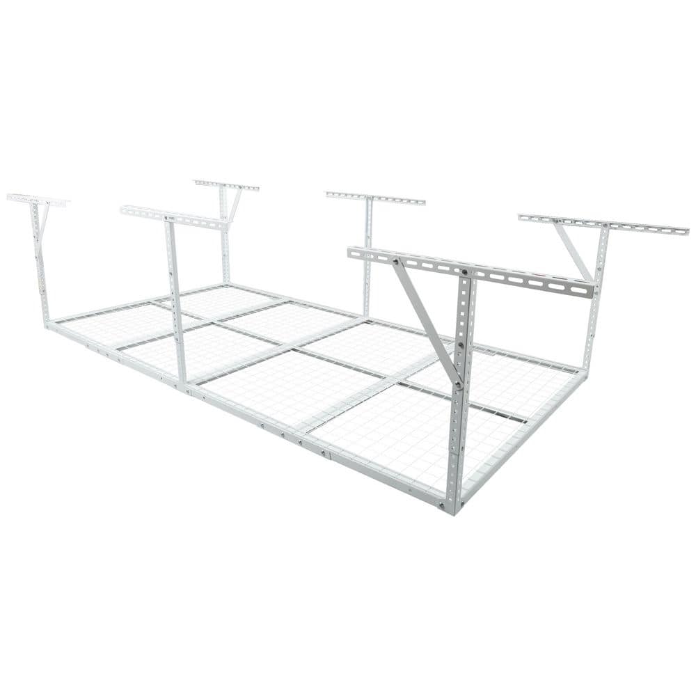 96 in. W x 38.6 in. H x 48 in. D White Adjustable Metal Heavy Duty Overhead Garage Ceiling Mounted Storage Rack price history on PriceWatchPro