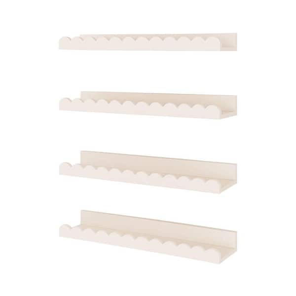 24 in. W x 6 in. D x 6 in. H White Wall-Mounted Scalloped Shelves 4-Pack for Nursery, Kids Room, and Bedroom Decor