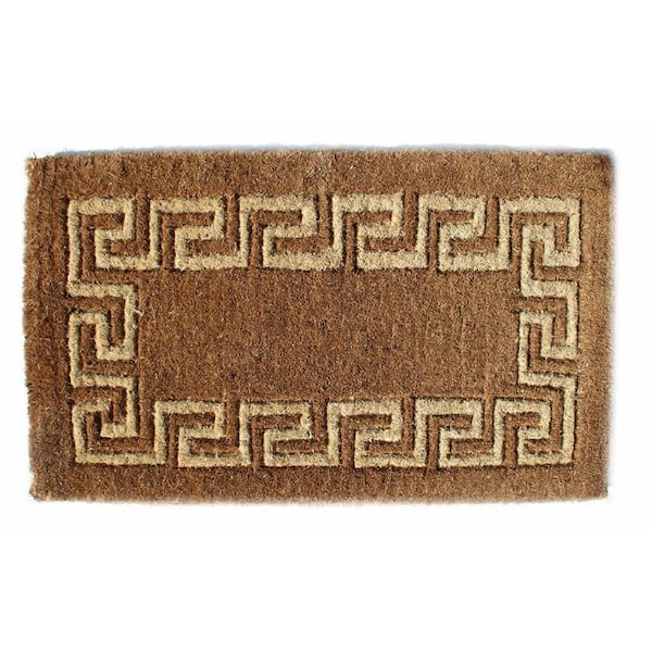 Imports Decor Traditional Coir, Greek Key, 39 in. x 24 in. Natural Coconut Husk Door Mat
