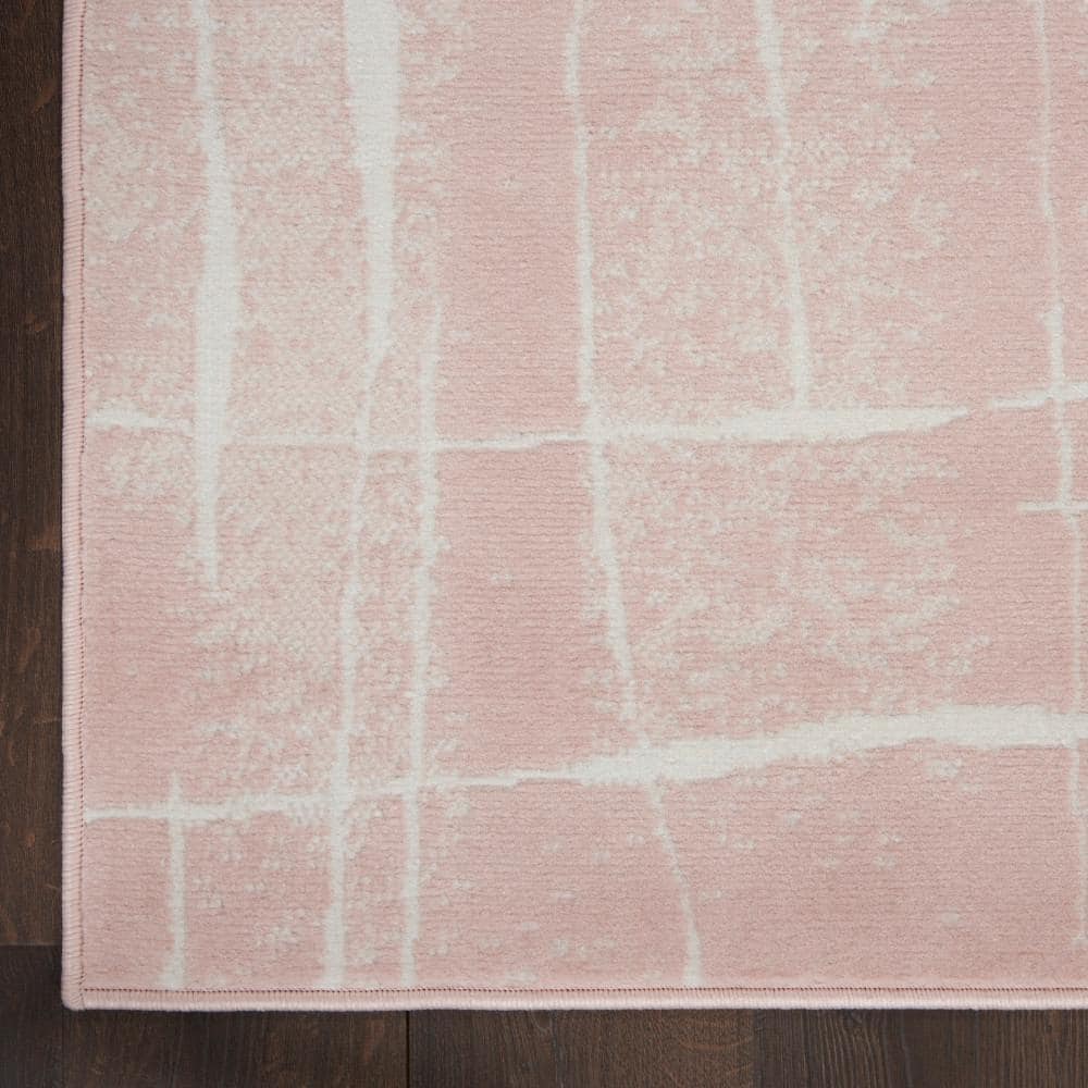 Whimsicle Pink Ivory 8' x 10' Abstract Synthetic Area Rug