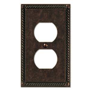 Georgian Tumbled Aged Bronze 1-Gang Duplex Outlet Metal Wall Plate (4-Pack)