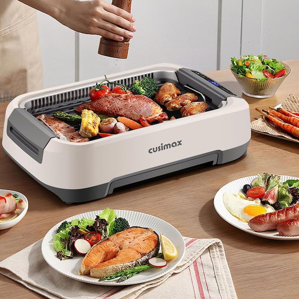 Elexnux 104 sq. in. Smokeless Indoor Grill in White with Ultra