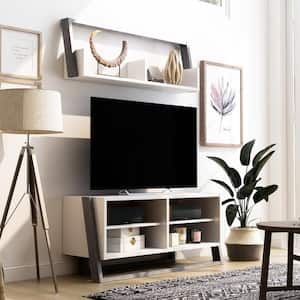 Addis 2-Piece 49.5 in. W Gray TV Console with 6-Shelves Fits TV's Up to 56 in. with Cable Management