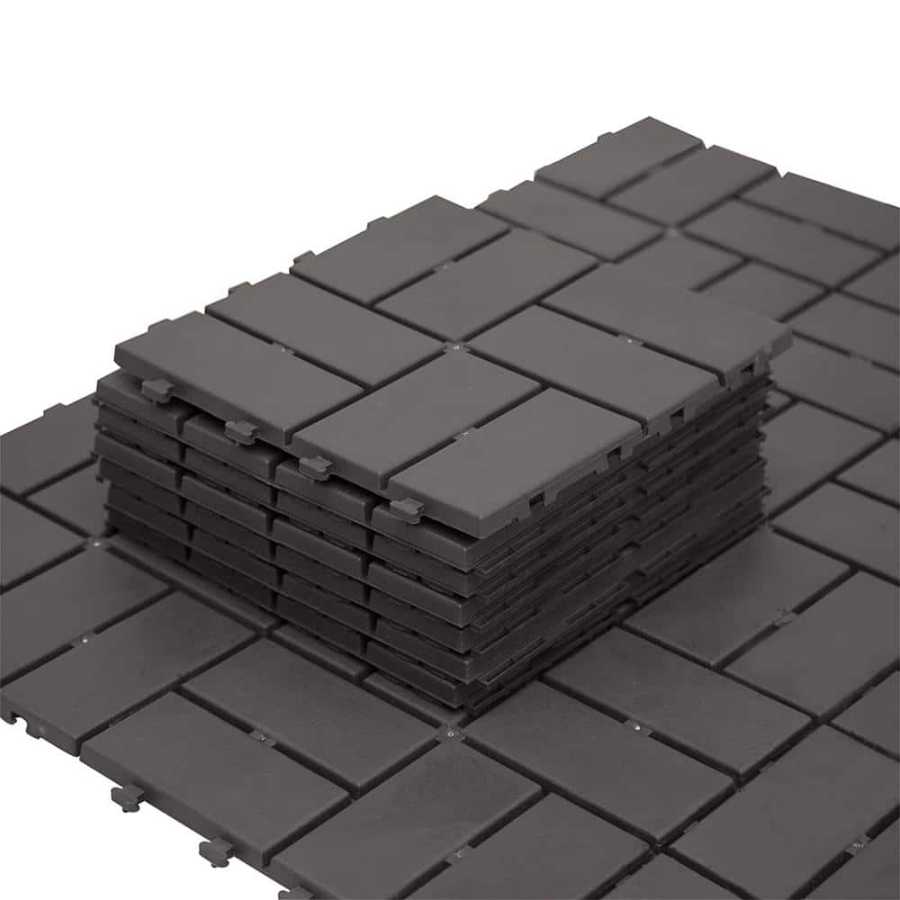 12 in. x 12 in. Composite Interlocking Deck Tile, Dark Gray (9-Pack) price history on PriceWatchPro