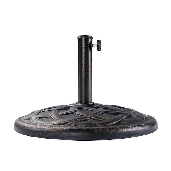 JAYDEN CREATION Lluz 44.1 lbs. Circle Weave Round Outdoor Patio Umbrella Base - antique brown