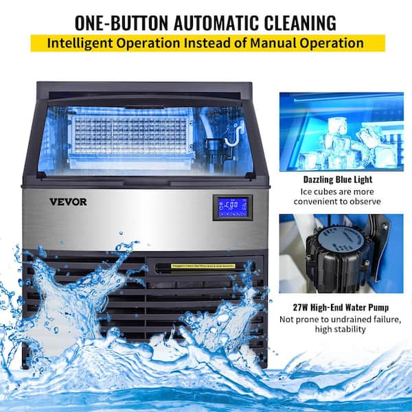 VEVOR 55 lb. / 24 HCounter Automatic Portable Freestanding Ice Maker Machine  with 11 lb. Storage in Silver TKJ-AT25F110VGJNVV1 - The Home Depot