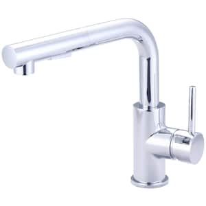 Olympia i2v Single Handle Low Arc Right Angle Pull-Out Sprayer Kitchen Faucet Deckplate Included in Chrome