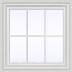 35.5 in. x 23.5 in. V-2500 Series White Vinyl Fixed Picture Window with Colonial Grids/Grilles