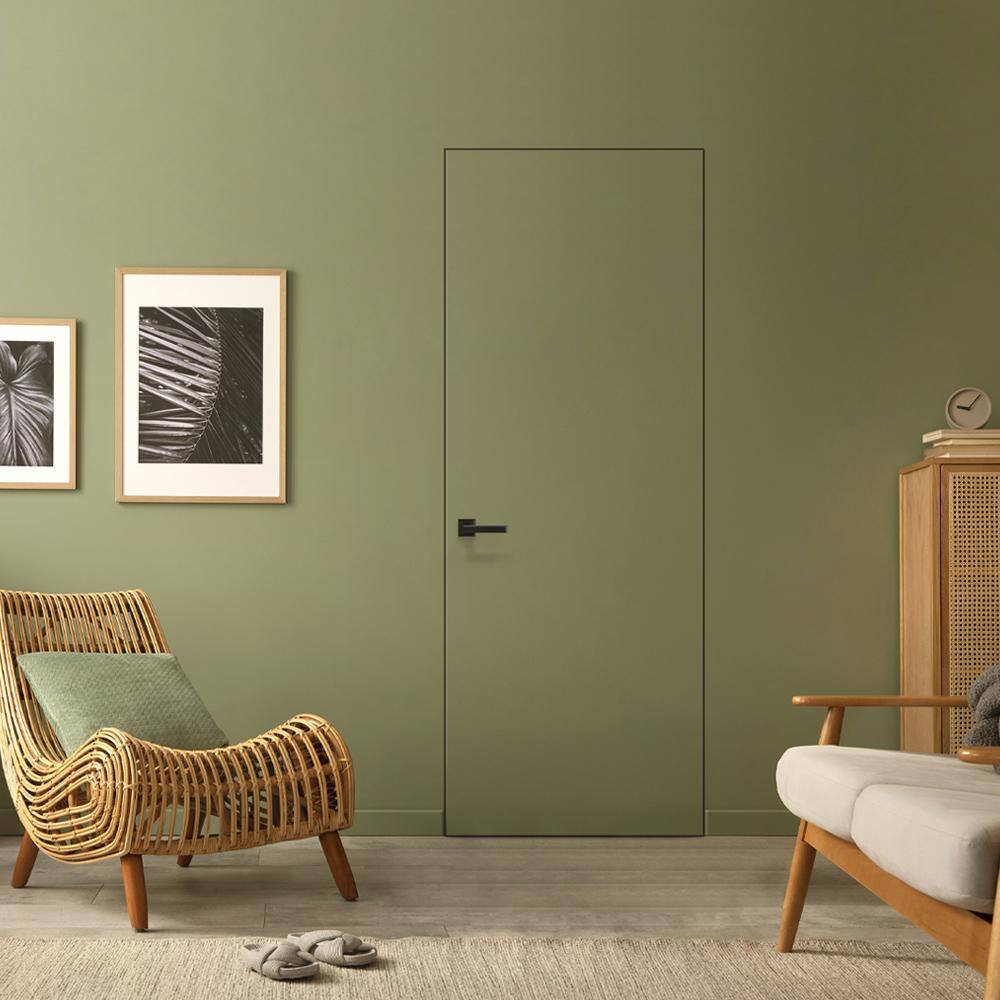 Primed White Solid Core Frameless Left-Handed Interior Door