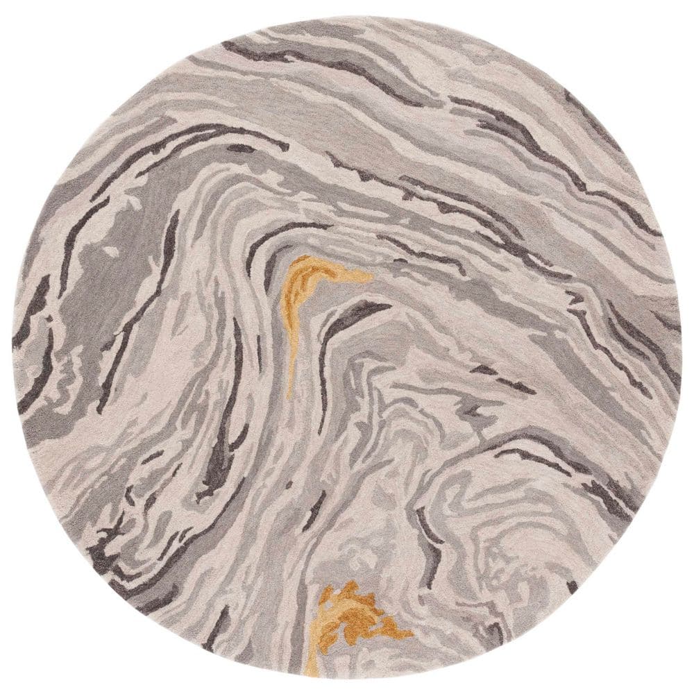 Soho 6 ft. x 6 ft. Gray/Gold Marble Round Area Rug price history on PriceWatchPro