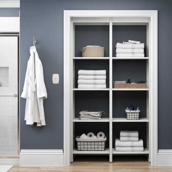 Pilaster Designs Helsinki Wood Bathroom Storage Tower Organizer in White