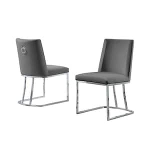 Will Dark Gray Velvet Chrome Legs Chairs (Set of 2)