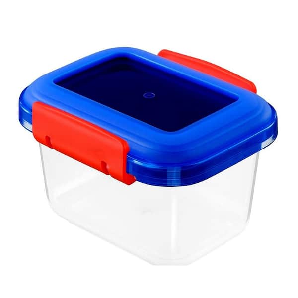 12 oz. 5 oz. Small Colorful BPA-Free Plastic Food Storage Containers with Lids Square Lunch Snack Stackable 4-Pack