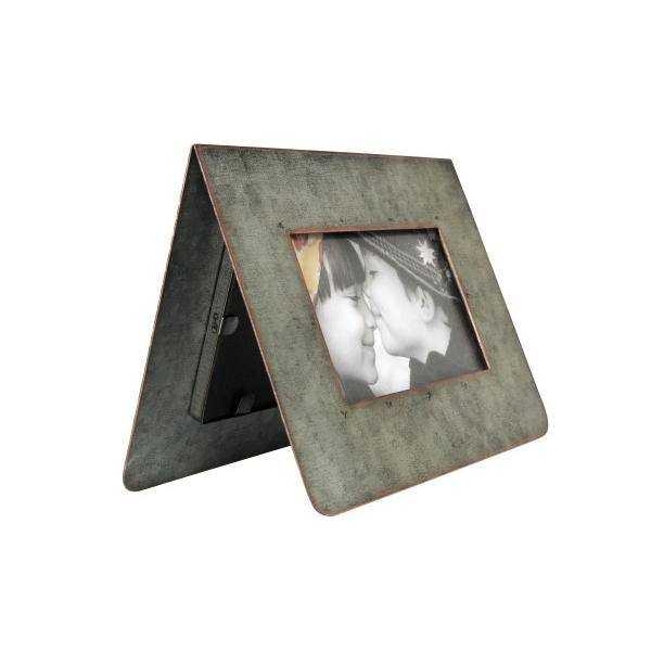 Galvanized Silver 2-Sided Standing Picture Frame