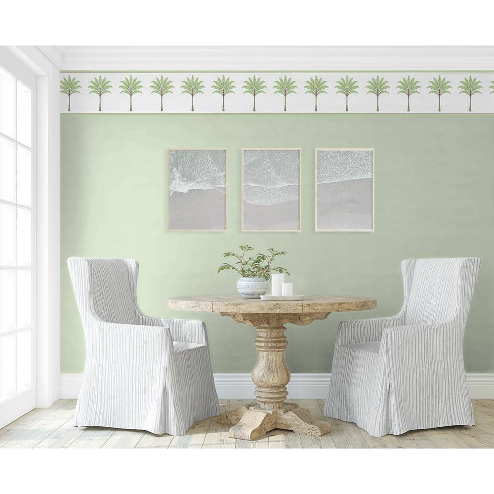Green Tea Palm Tree Peel and Stick Wallpaper Border