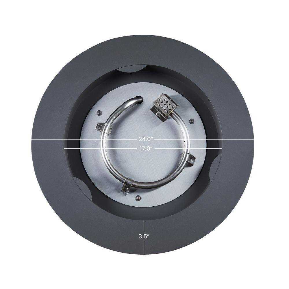 Aegean 24" Round Weathered Slate Steel Propane Fire Pit Table