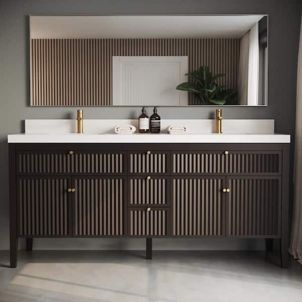 Davos 72in, Engineered Stone Composite Top, Double Vanity (Espresso)