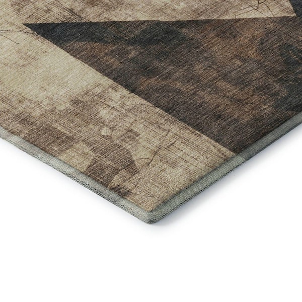 Mayfield Premium Machine Washable Abstract AMF1838 Mocha 2 ft. 3 in. x 7 ft. 6 in. Runner Rug