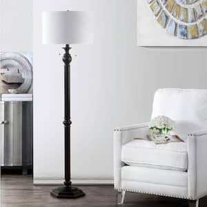 Jessie 58.75 in. Oil-Rubbed Bronze Floor Lamp with Off-White Shade