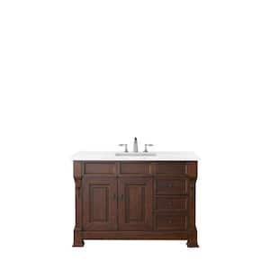 Brookfield 48 in. W x 23.5 in. D x 34.3 in. H Single Vanity in Warm Cherry with Solid Surface Top in Arctic Fall