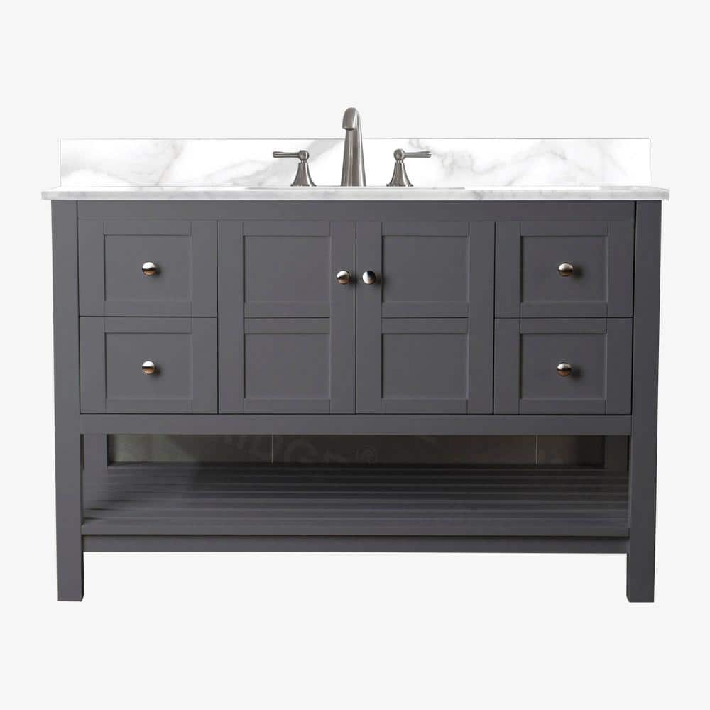 WOODBRIDGE Sydney 49 in.W x 22 in.D x 38 in.H Bath Vanity in Gray with