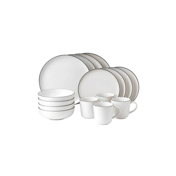 16-Piece Set Bread Street White Stoneware Dinnerware (Service for 4)
